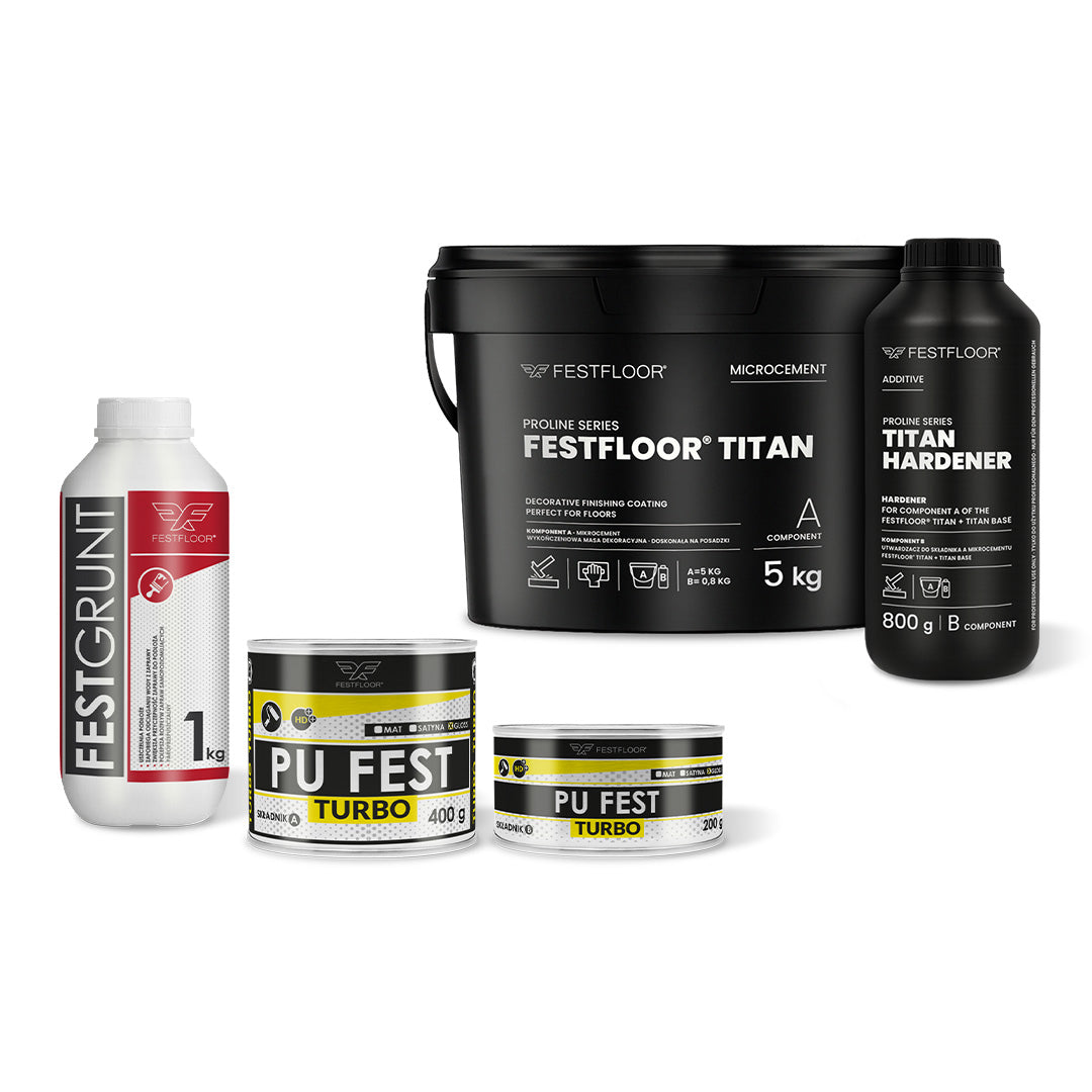 Microcement kit for bathroom floor & tiles FESTFLOOR TITAN - 5m²